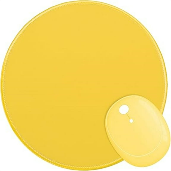 Round Mouse Pad, 8.7 x 8.7 Inch Premium-Textured Washable Non-Slip Rubber Base Cute Small Mouse Mat with Stitched Edge for Men Women Wireless Computer Laptop Gaming Desk Accessories, Yellow