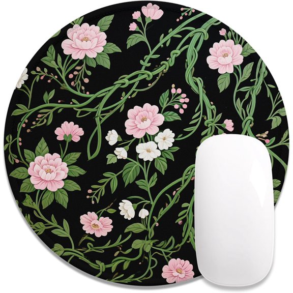Round Mouse Pad, Cute Small Computer Mouse Mat, Personalized Pattern, Stitched Edge, Non-Slip Rubber, Washable Mousepad Cloth for Wireless Mouse