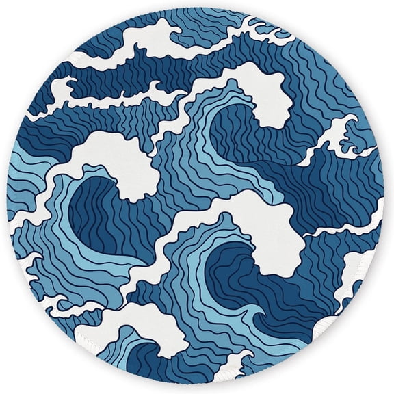 Round Mouse Pad, Cute Small Computer Mouse Mat, Personalized Pattern, Stitched Edge, Non-Slip Rubber, Washable Mousepad Cloth for Wireless Mouse