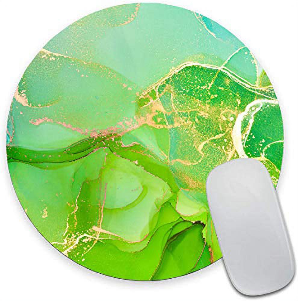 Round Mouse Pad, Green Marble Mouse Pad, Gaming Mouse Mat, Non-Slip Rubber Base Portable Mousepad, Circular Waterproof Mouse Pad, Small Size for Office Home Travel 7.9 x 0.12 Inch - image 1 of 7
