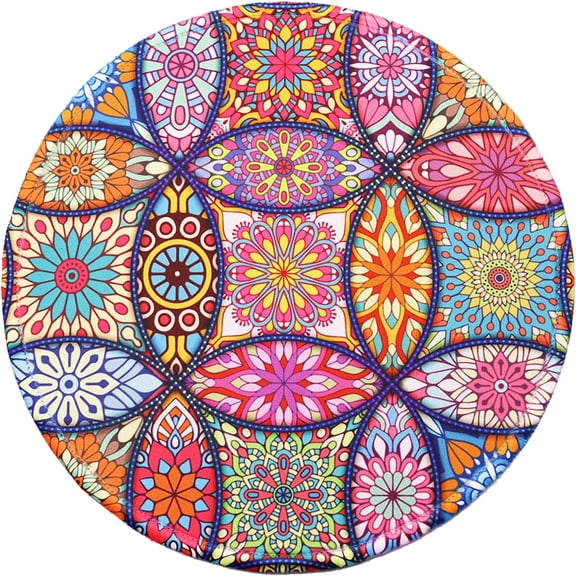 Round Mouse Pad Non-Slip Rubber Base Mousepad with Stitched Edge Washable Small Mouse Mat 7.9 x 7.9 Inch for Computer, Laptop, Home, Office