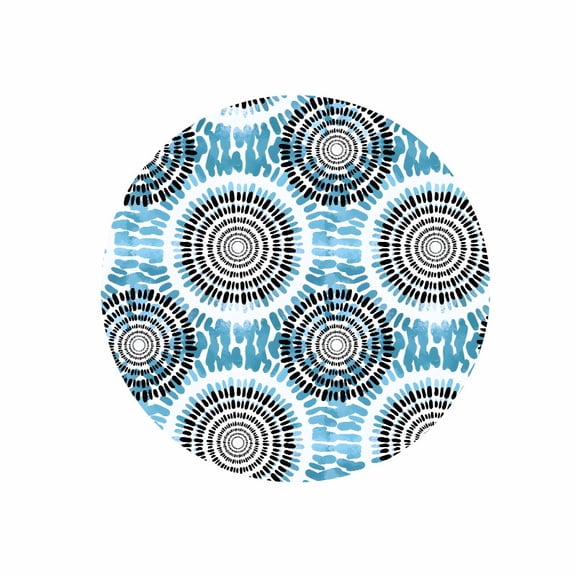Round Mouse Pad with Blue Abstract Pattern 7.87 inch Rubber Surface for Office Desk and Travel Use
