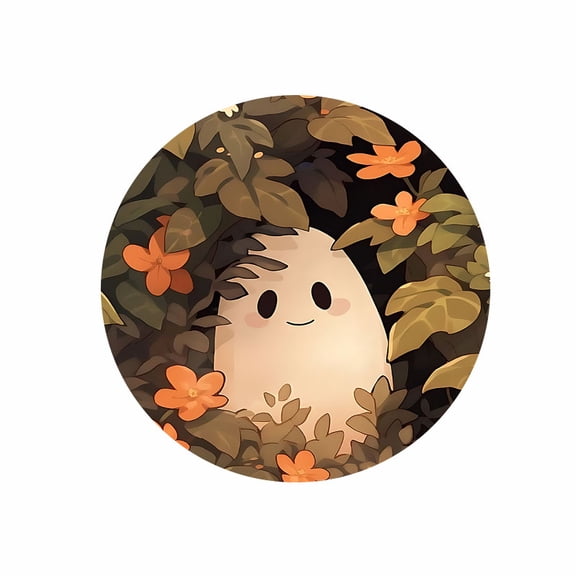 Round Mouse Pad with Cute Ghost and Flower Design 7.87 inch Rubber Desk Accessory for Office and Gaming