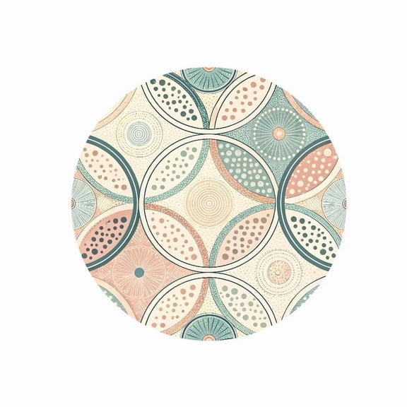 Round Mouse Pad with Geometric Boho Design 7.87 inch Rubber Surface for Office Desk and Travel Use