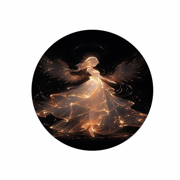 Round Mouse Pad with Golden Angel Design 7.87 inch Rubber Mousepad for Office Desk and Travel