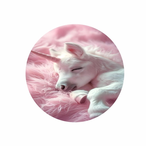 Round Mouse Pad with Sleeping Pink Unicorn Design 7.87 inch Rubber Surface for Desk, Office, Gaming, Home Use