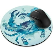 Round Mousepad, Blue Crab Watercolor Mouse Pad For Home, Office And Gaming Desk