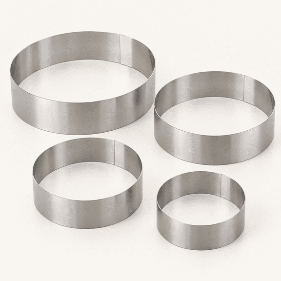 Round Mousse Cake Ring Set, 6/8/10/12 inch, 4 Piece, Stainless Steel