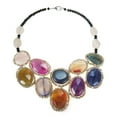 thumbnail image 1 of Round Multicolor Agate Mosaic Bib Statement Necklace, 1 of 3
