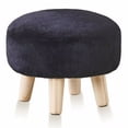 thumbnail image 1 of Round Mushroom Footstool Ottoman – Rabbit Wool Upholstered Small Stool with Solid Wood Legs, Cute Shoe Changing Stool, Step Stool, Sofa Footrest for Living Room & Bedroom Black, 1 of 7