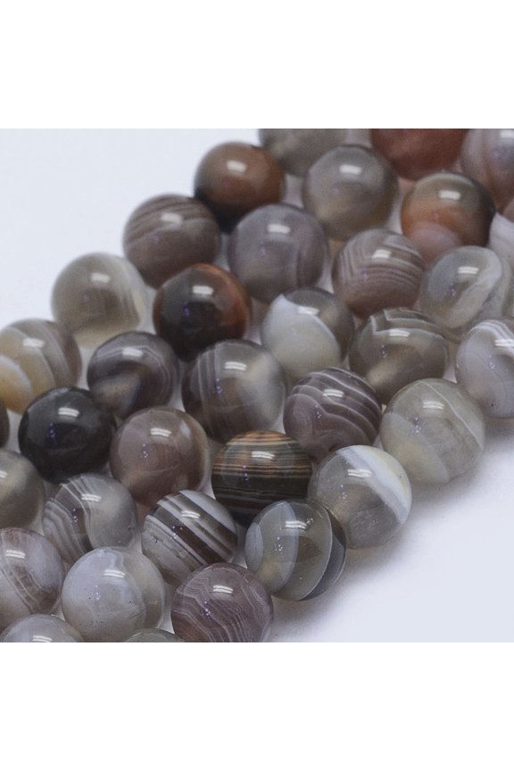 Round Natural Botswana Agate Bead Strands 6mm Hole: 1mm 66pcs/strand 15.5 inch