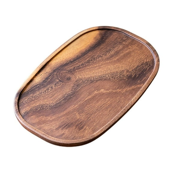 Round Natural Wood Tea Serving Platter with Storage - All-in-One Tray for Beverages, Cups, Parties, Easy Clean Dry Brew Home Decor