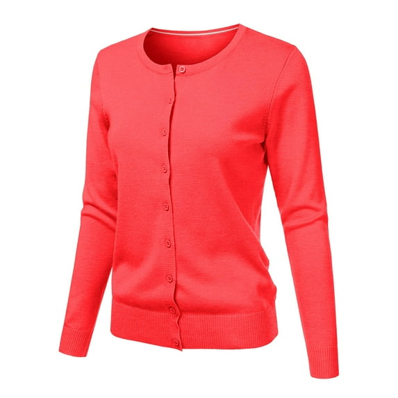 Round Neck Button Cardigan Large,Womens Sweaters Round Neck Cardigan Knitted Long Sleeved Large Yards Loose Solid Color Short Sweater Jacket Fall Clothes For Women ,Red