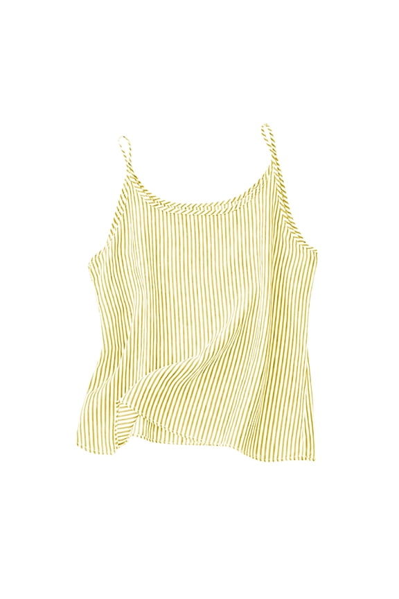 Round Neck Cotton Linen Camisole for Women Spaghetti Strap Casual Striped Loose Fit Tank Top Ideal for Layering Home Relaxation in Spring and Summer