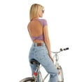 thumbnail image 1 of Round Neck Cross Back Short Sleeve Crop Top, 1 of 5