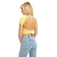 thumbnail image 1 of Round Neck Cross Back Short Sleeve Crop Top, 1 of 5