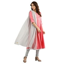 Round Neck Embroidered Kurta - Coral-X Small