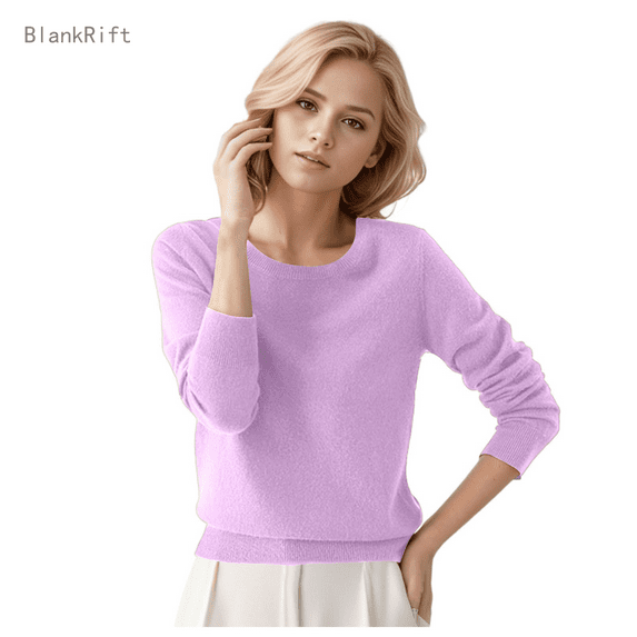 Pullover Sweaters for Women Crew Neck Long Sleeve Sweaters Solid Color Loose Knit Tops Casual Women Sweaters Light Purple XL