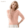 thumbnail image 1 of Women Sweaters Round Neck Knit Long Sleeve Pullover Sweaters Comfy Solid Color Relaxed Fit Fall Sweaters for Women, 1 of 4
