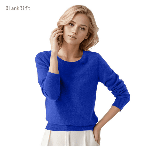 Womens Sweaters Round Neck Knit Long Sleeve Pullover Sweaters Comfy Solid Color Relaxed Fit Fall Sweaters Women