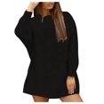 thumbnail image 1 of Round Neck Long Sleeve Dress for Women, Women Casual Fashion Solid Color Loose Pullover Sweater Long Sleeve Round-Neck Dresses Casual Dress, 1 of 7
