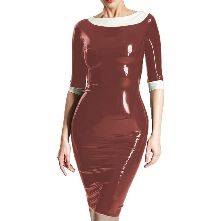 Fashion Round Neck Patchwork Slim Bodycon Dress Fashion Round Neck Patchwork Slim Bodycon Dress