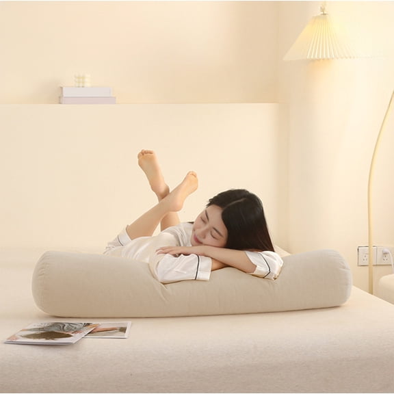 Round Neck Pillow,Roll Cervical Support Pillows,Neck Pain Relief Cylinder Bolster Pillows with Removable Washable Cover,Round Neck Support for Bed,Legs,Back，Knees and Yoga