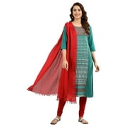 Round Neck Printed Kurta - Alpine Green-Medium