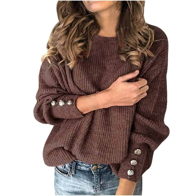 Round Neck Pullover Long Sleeve T Shirts Loose Tunic Trendy Western Tops for Women'ss Fall