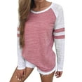 thumbnail image 1 of Round Neck Pullover Western Tops for Ladies Solid Color Sweatshirts Plus Size Tops Long Sleeve T Shirts Womens Fall Fashion Trendy Loose Tunic Red XL, 1 of 5