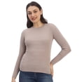 thumbnail image 1 of Cavardi Casual Women's Round Neck Ribbed Top – Beige | Free Size, 1 of 2