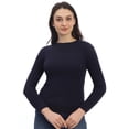 thumbnail image 1 of Cavardi Casual Women's Round Neck Ribbed Top – Navy | Free Size, 1 of 2