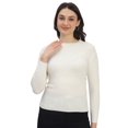thumbnail image 1 of Cavardi Casual Women's Round Neck Ribbed Top – White | Free Size, 1 of 2