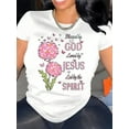 thumbnail image 1 of Round Neck Short Sleeve Casual T Shirt for American Women with Religious - themed by GOD Loved by JESUS Led by the SPIRIT Design Creative Pattern Plus Sizes Breathable Fashionable, 1 of 6