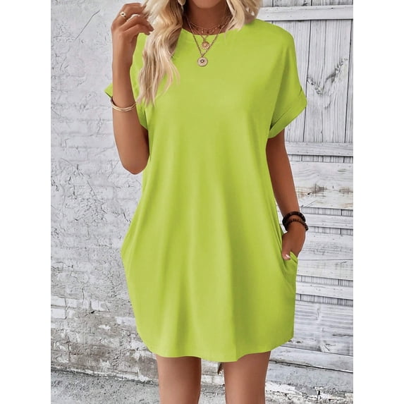 Round Neck Short Sleeve Mini Dress