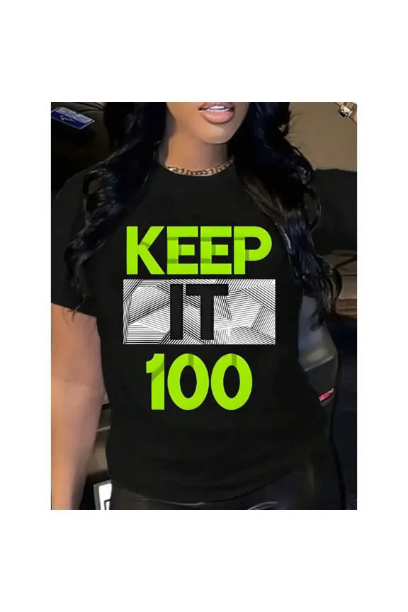 Round Neck Short Sleeve T-Shirt, Pattern Slogan Printed Soft Breathable Casual Summer Tee