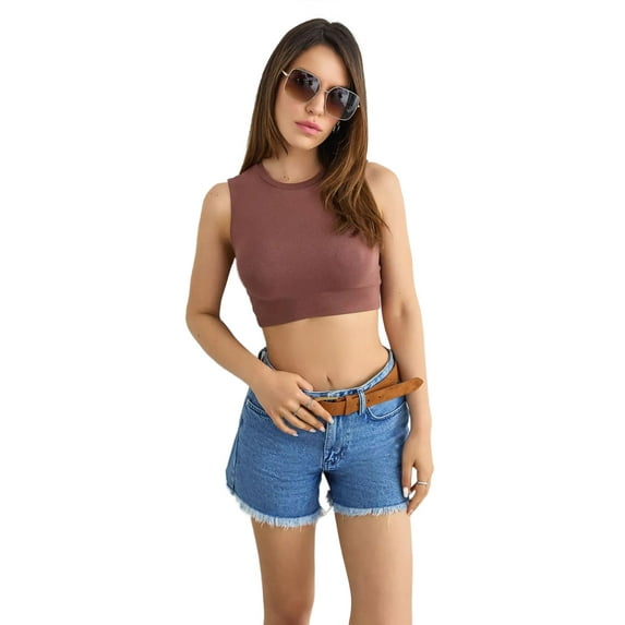 Round Neck Sleeveless Cotton Camisole Tank Top