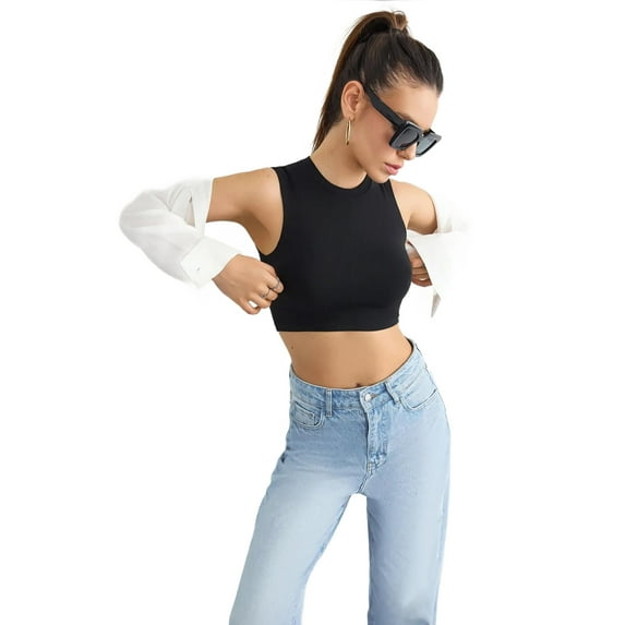 Round Neck Sleeveless Cotton Camisole Tank Top