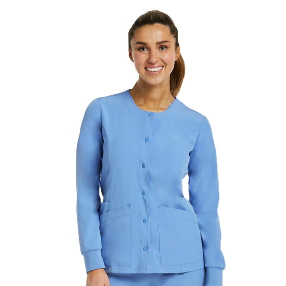 Round Neck Snap Jacket XS-3XL By Maven / Ceil Blue