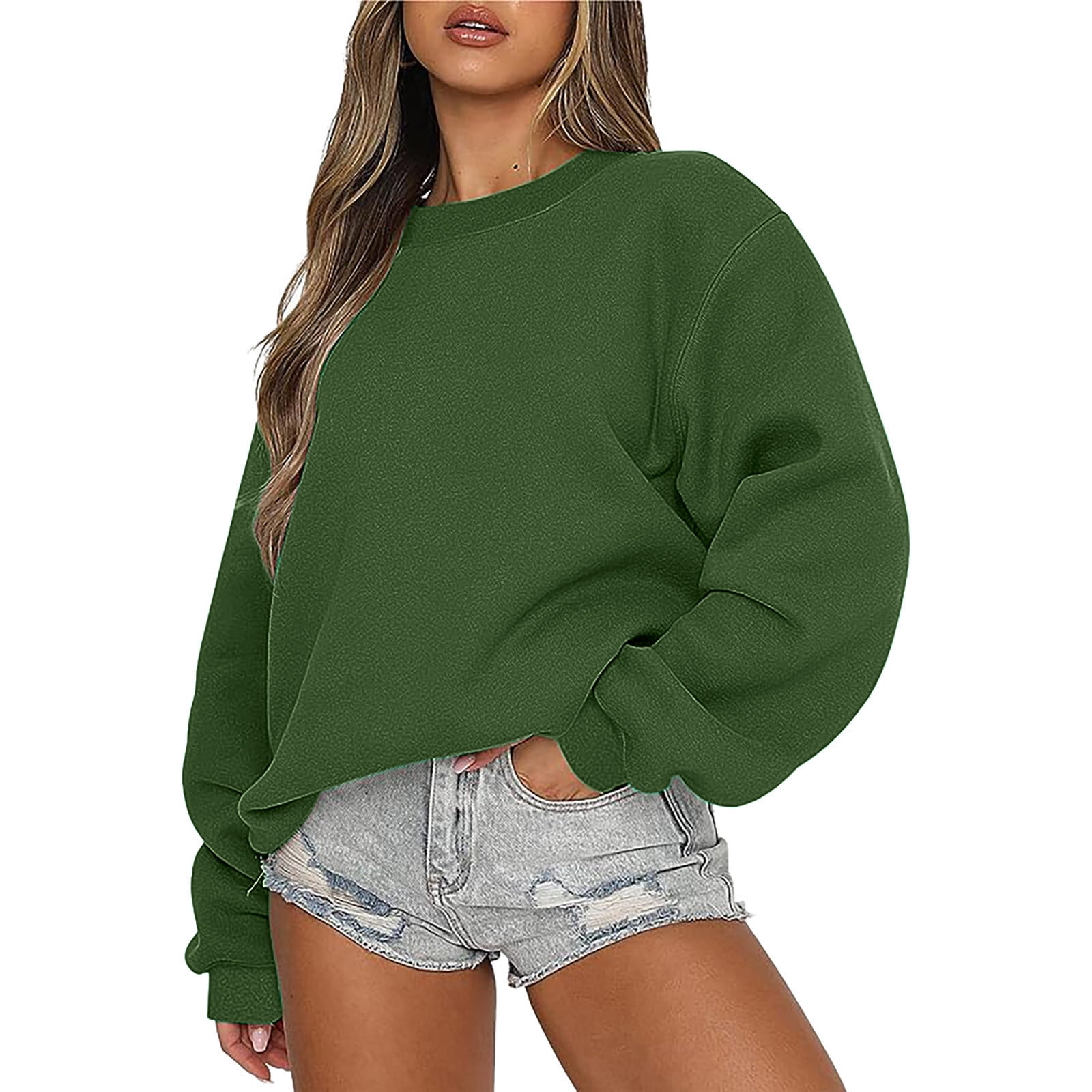 ANRABESS Fleece Oversized Sweatshirts for Women Long Sleeve Casual