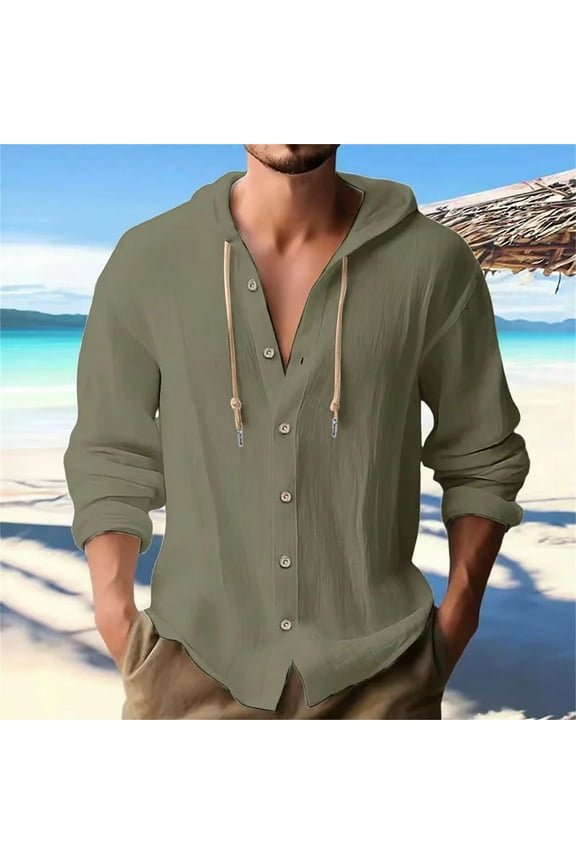 Round Neck Sweatshirt for Men Casual Linen Pullover Button down Hoodies Long Sleeve Athletic Tops