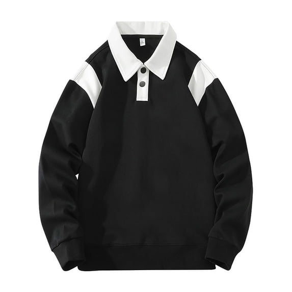 Round Neck Sweatshirts for Men Black Long Sleeved Zipper Solid Color Without Plus Size 2XL Up to 65% off!