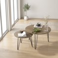thumbnail image 1 of Round Nesting Coffee Table Set - 2-Tier Rustic Brown Wood and Metal, 1 of 10