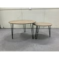 thumbnail image 1 of Round Nesting Coffee Table Set of 2, Circular Nesting End Table Set with Round Wooden Tabletop and Sturdy Metal Base for Living Room, bedroom, Brown, 1 of 1