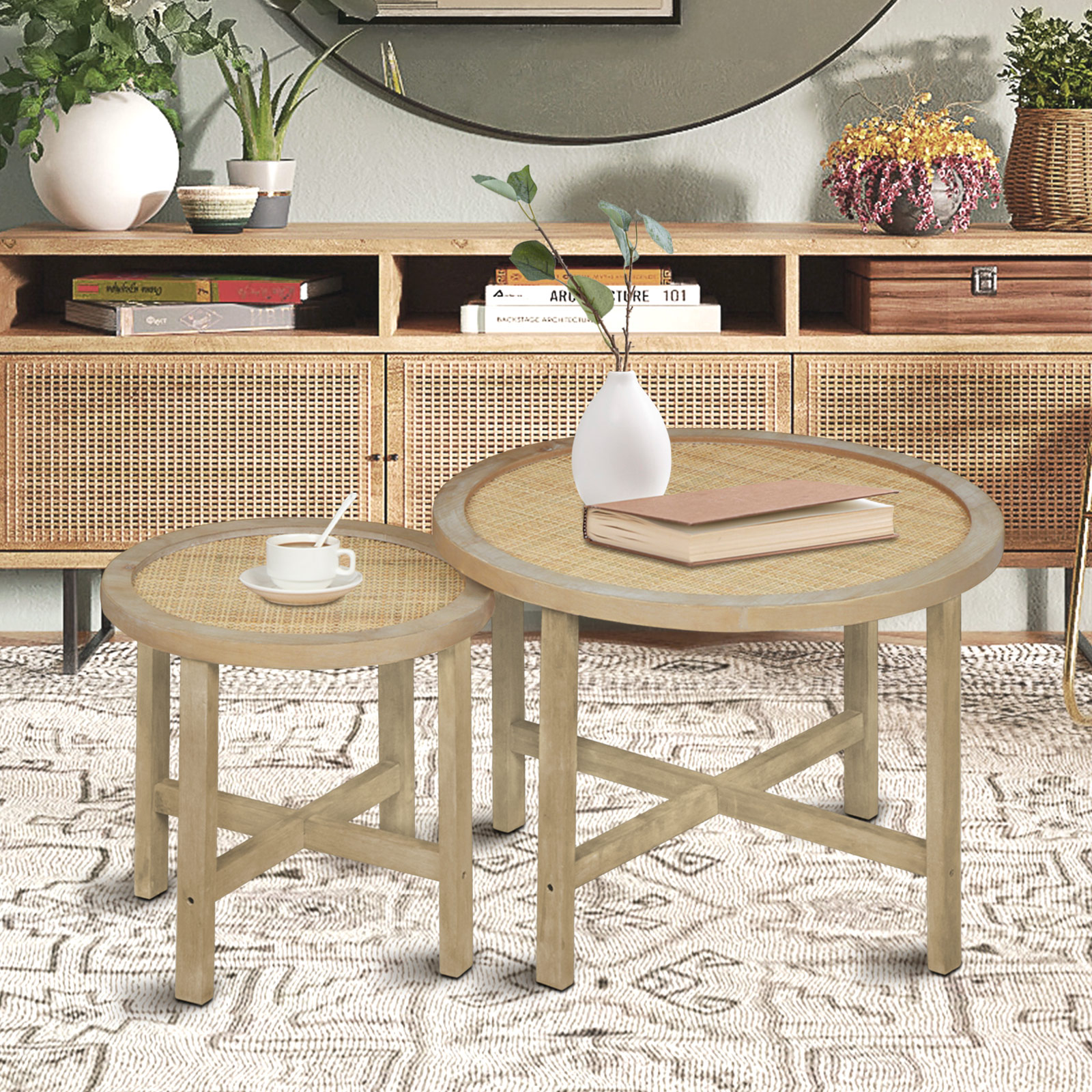 Find Your Perfect bali & pari Seville Rattan BOHO End Table, Natural