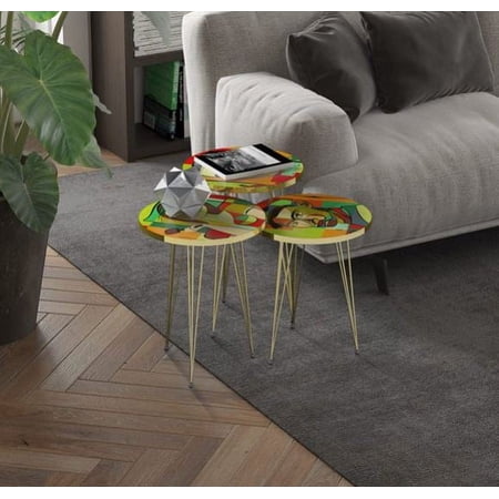 Round Nesting Set of 3, Modern Woodgrain Look Base for Living Room Coffee Tables or Nightstands - Coffee Table - Side End Table - Small Side Table