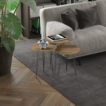 Round Nesting Set of 3, Modern Woodgrain Look Base for Living Room Coffee Tables or Nightstands - Coffee Table - Side End Table - Small Side Table