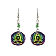 thumbnail image 1 of Round New Age Spiritual Graphic Metal Dangle Earrings - Womens Fashion Handmade Jewelry Hippie Accessories, 1 of 1
