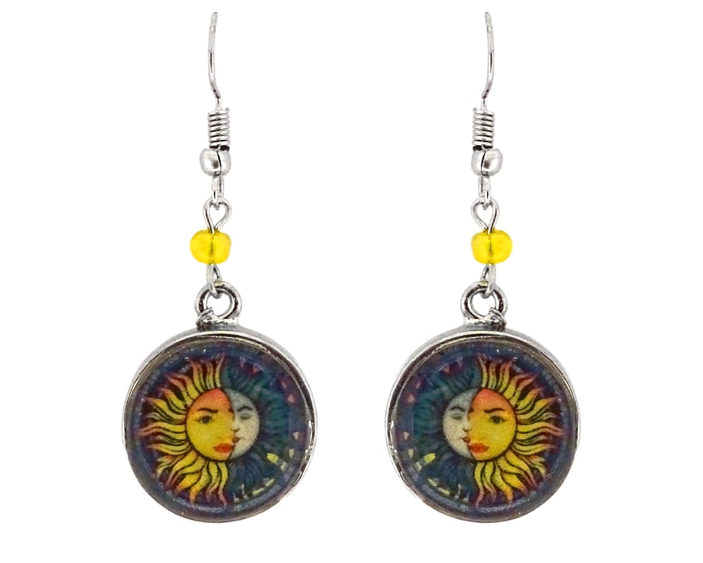 Vintage 825 Silver Moon and Sun Dangle Earrings - Etsy
