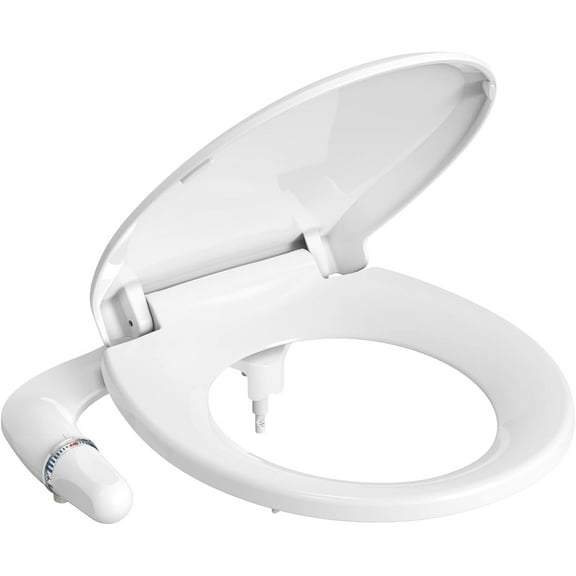Round Non-Electric Bidet Toilet Seat with Self-Cleaning Nozzles, Slow Close Lid, Adjustable Water Pressure, Easy DIY Installation